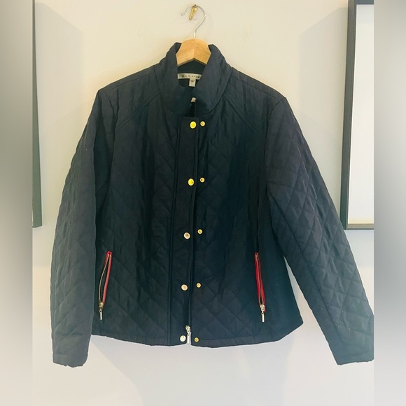 Max Studio Quilted Navy Jacket with Red Zippers - Picture 1 of 5